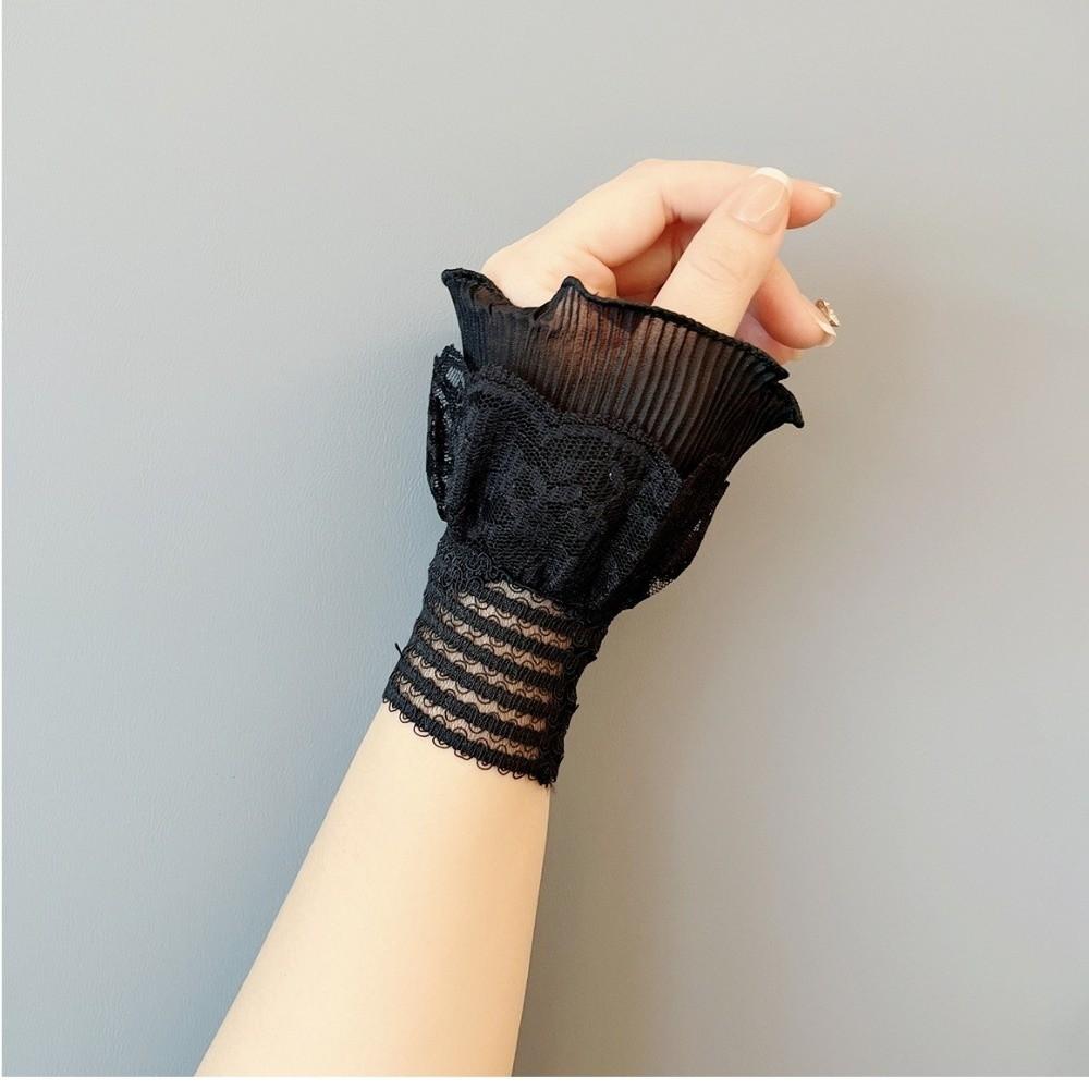 Ruffle False Wrist Cuffs Mesh Lace Fake Cuffs Universal Detachable Sleeves  Halloween