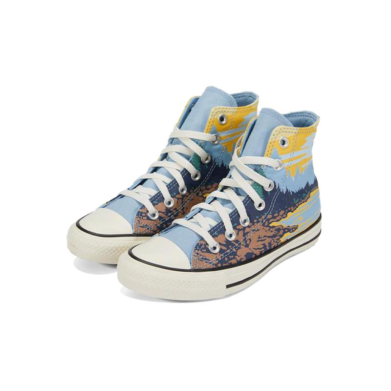 Converse Chuck Taylor All Star Canvas Non-Slip Shock Absorption High-Top Board Shoes Unisex Petrel Blue