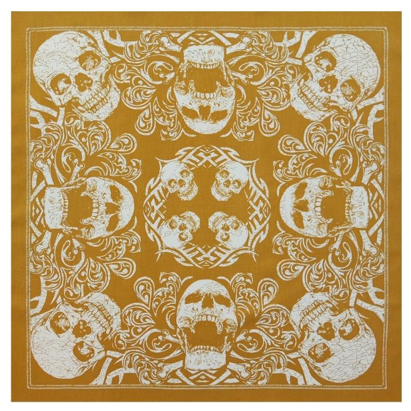 21'' Skull Pattern Bandana Head Scarf for Women Male Square Turbans Head Scarf Colorful Head Wrap Headwear