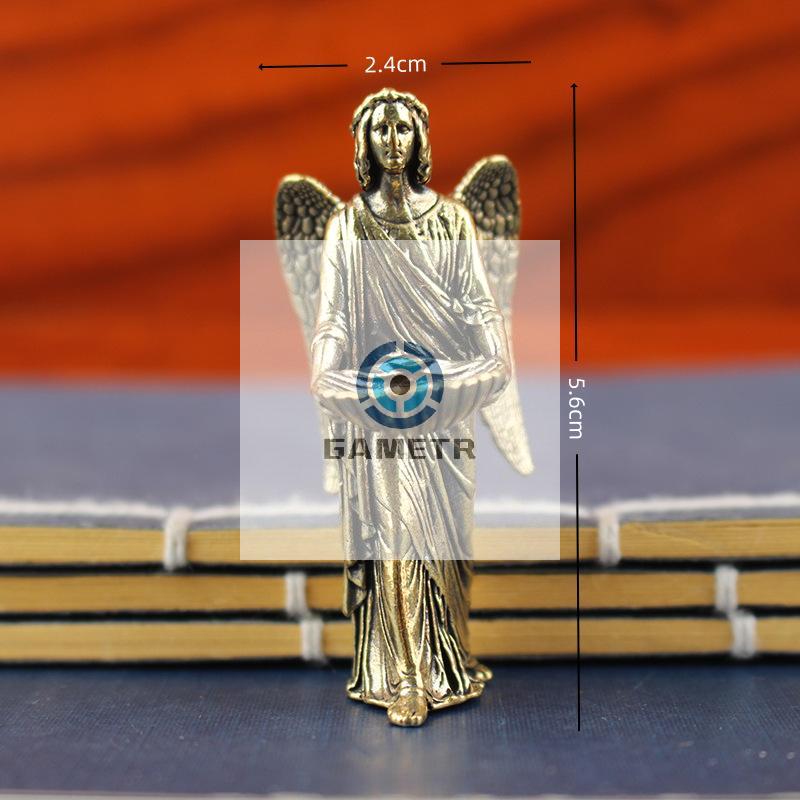 1PC Brass Angel Statue Figurines, Desktop Decorations, Creative Crafts, Small Bronze Ornaments For Home Decor