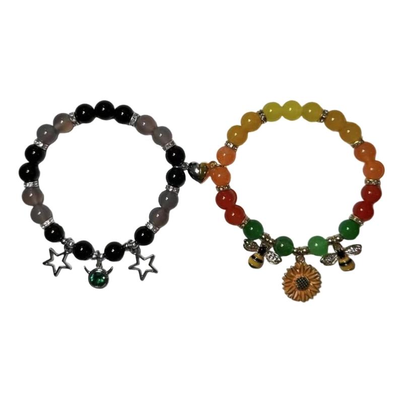 Magnetic Couple Bracelets for Lovers Heart Designd Deep Connection Comfortable Wear for Daily Use and Romance Occasions