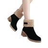 European and American Medium Boots Cotton Shoes Winter Women's Shoes Thick Heel High Heel Snow Boots Two Wear Velvet Warm Women's Shoes Boots Spot