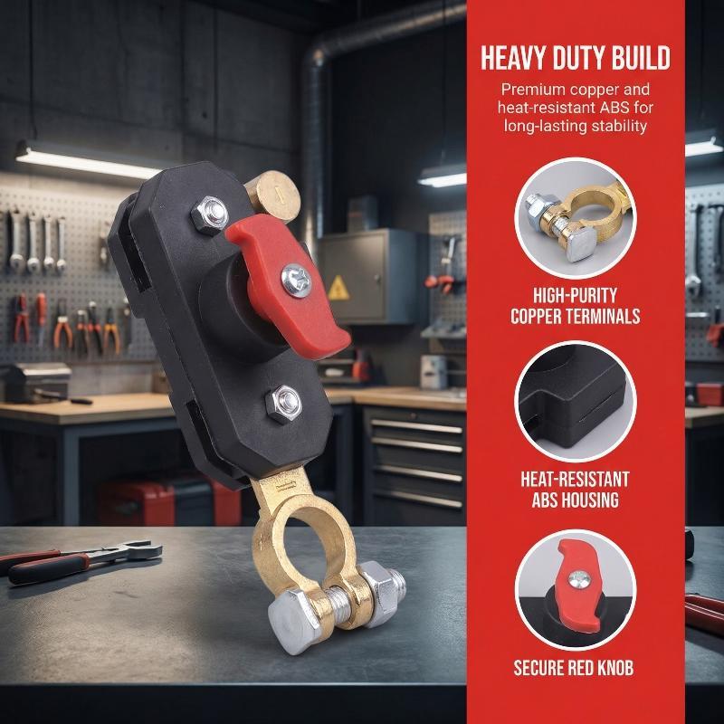 Heavy Duty Car Battery Power Disconnect Switch Rotatable Joint Design Quick Isolation for Truck RV Motorhome Maintenance