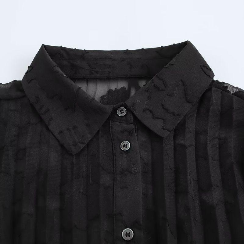 Kaslead New Arrival Women's Fashion Style Pleated Comfortable Long Sleeve Shirt Skirt 4387291 4387290