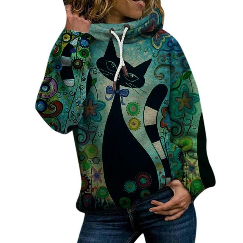 Cat Print Women's Hoodie