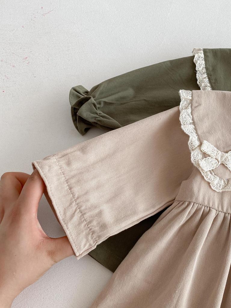 Toddler Girls' Light Jackets & Stylish Retro Bow-Tie Lace Collar Princess Dresses for Autumn & Spring