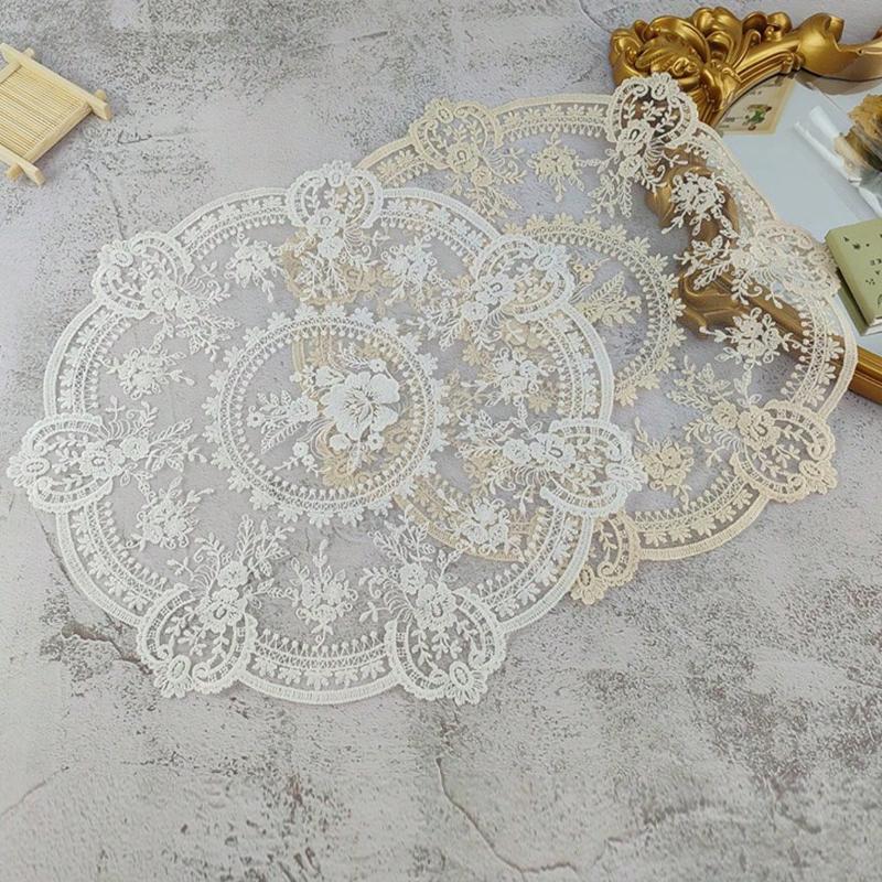 1pc Vintage Crochet Lace Tablecloth Floral Pattern - Perfect As Heat Resistant Air Fryer Dust Cover, and Home Decor Lace Tablecloth Bohemian Placemat