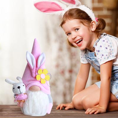 Osterhase Puppe Entzückend Super Weich Nicht Ausbleichend Lebendige Farbe Lange Schnurrhaare Dekoratives Tuch Osterhase Stil Gesichtsloser Zwerg Plüschtier Geschenk