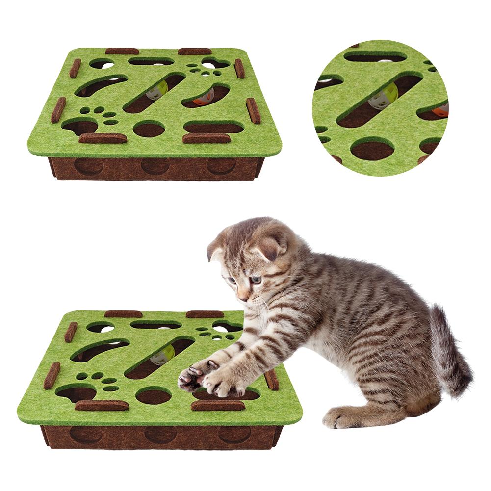 Felt Puzzle Box Cat Exercise Toy with Ball Felt Puzzle Box Indoor Cat Puzzle Box for Kittens Cats