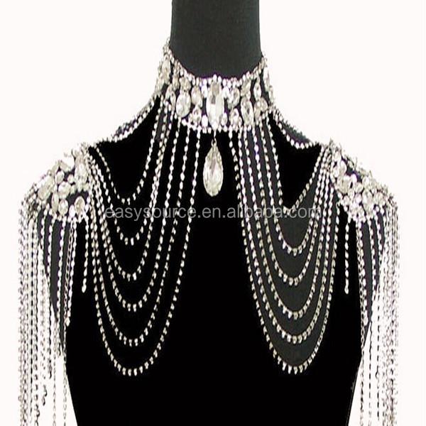 High Quality New Fashion Chain Tassel Style Bridal Silver Rhinestone Crystal Shoulder Chain for Handbags