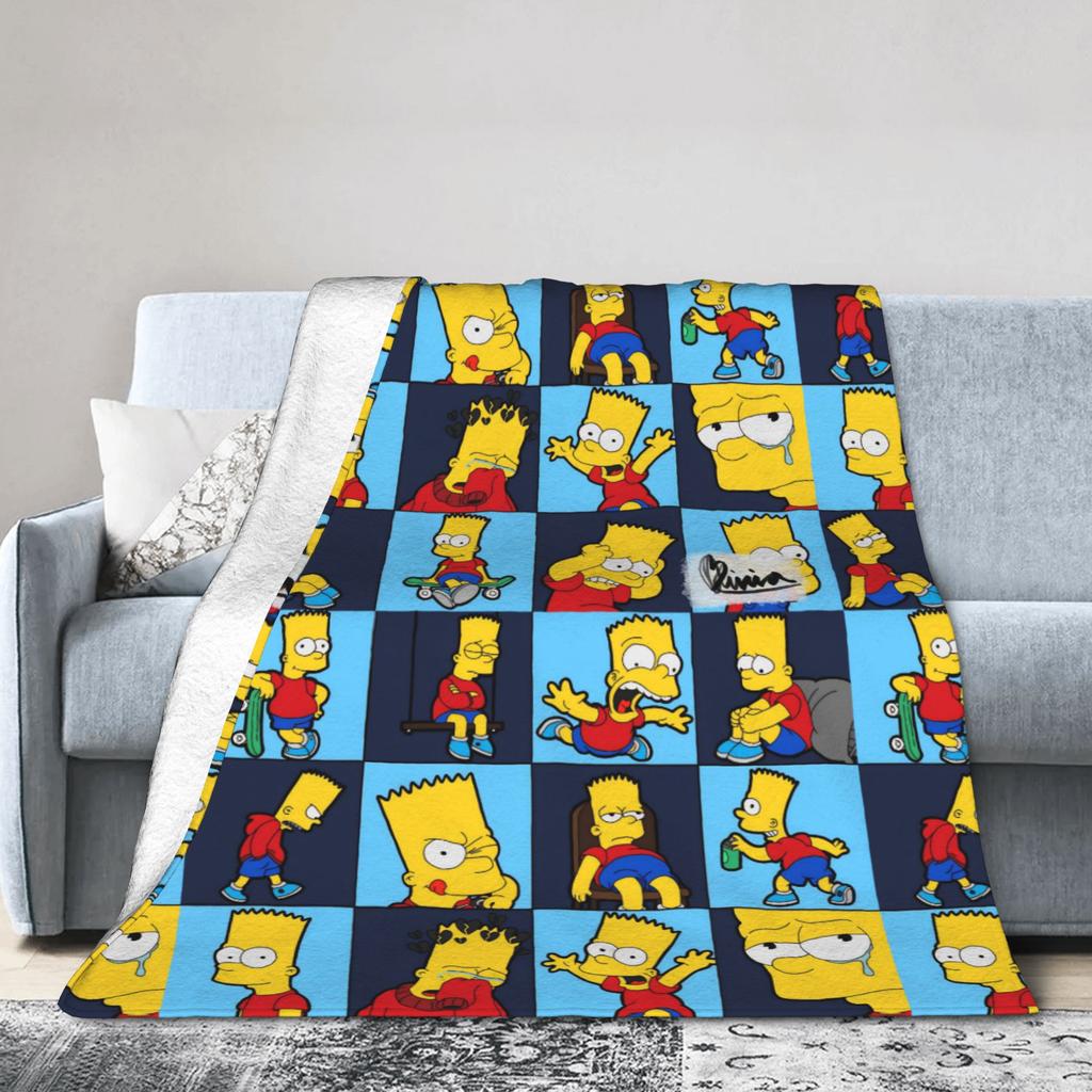 S-Simpson Blanket Velvet Spring Autumn Multi-function Lightweight Throw Blankets for Sofa Office Quilt