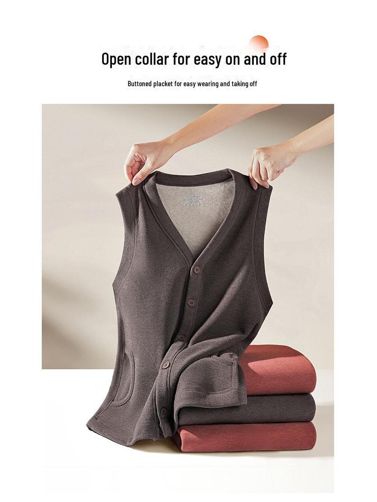 Ultra-Warm Silk Wool Vest: Women's Autumn & Winter Plush Cardigan for Middle-Aged & Elderly