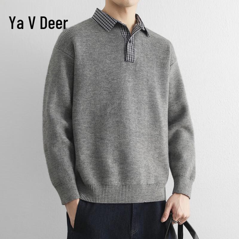 Yalu Men s Retro Color Block Knit Polo Sweater 3XL