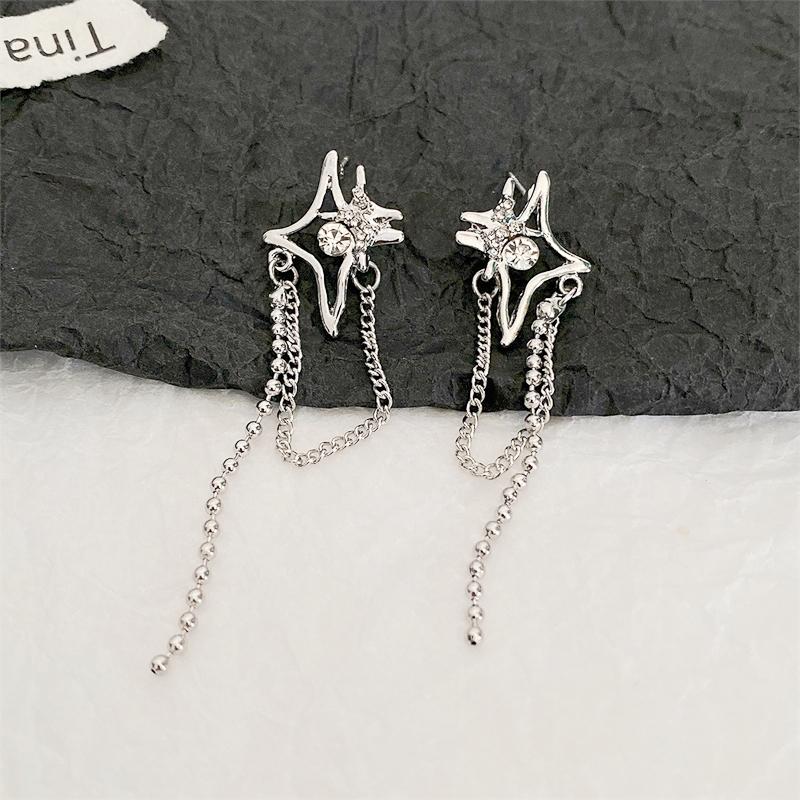 

Copper Color Star Tassel Earrings for Women Hollow Links Korean Fashion Cool Stuff Bohemian Hanging Earrings Female Ear Zircon