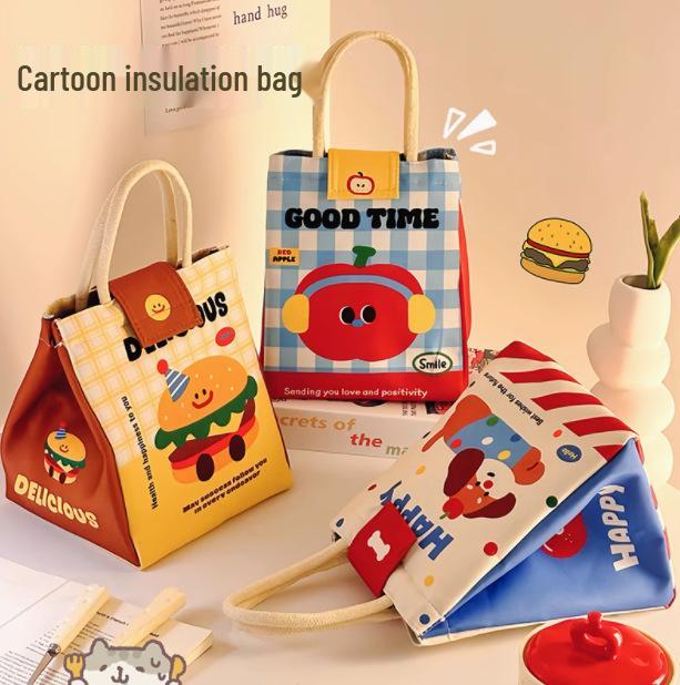 Large Capacity Cute Bento Lunch Bag - Insulated, Thickened, Portable for Students & Office Workers