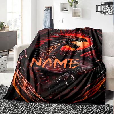Dragon Art Home Customize Your Name Blankets Comfortable Soft Lightweight All Season Versatile Blanket Perfect For Picnic Sofa Office Bed Living Room