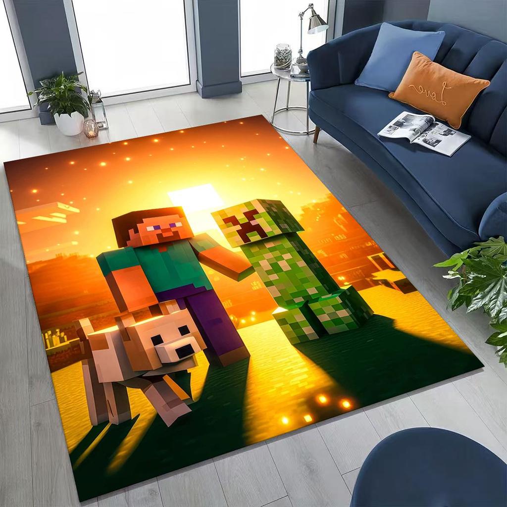 Cartoon S-Sandboxs 3D Game Carpet Rug for Bedroom Living Room Sofa Home Doormat Decor,Large Kids Play Non-slip Floor Mat Gift