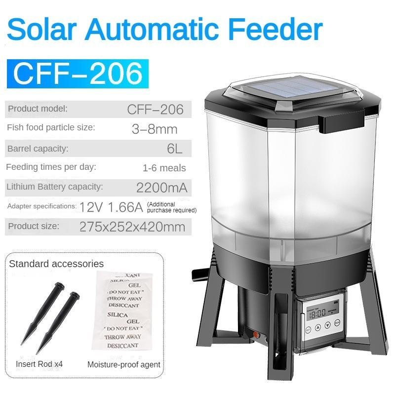 Aquarium Intelligent Timing Feeding Device Outdoor Large Capacity Food Dispenser Solar Fish Pond Automatic Feeder