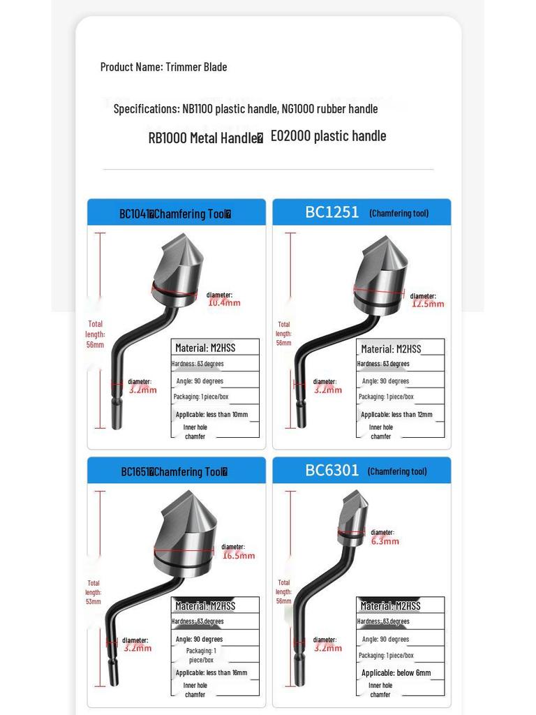 Stainless Steel and Copper Deburring Chamfering Tool for Inner Holes