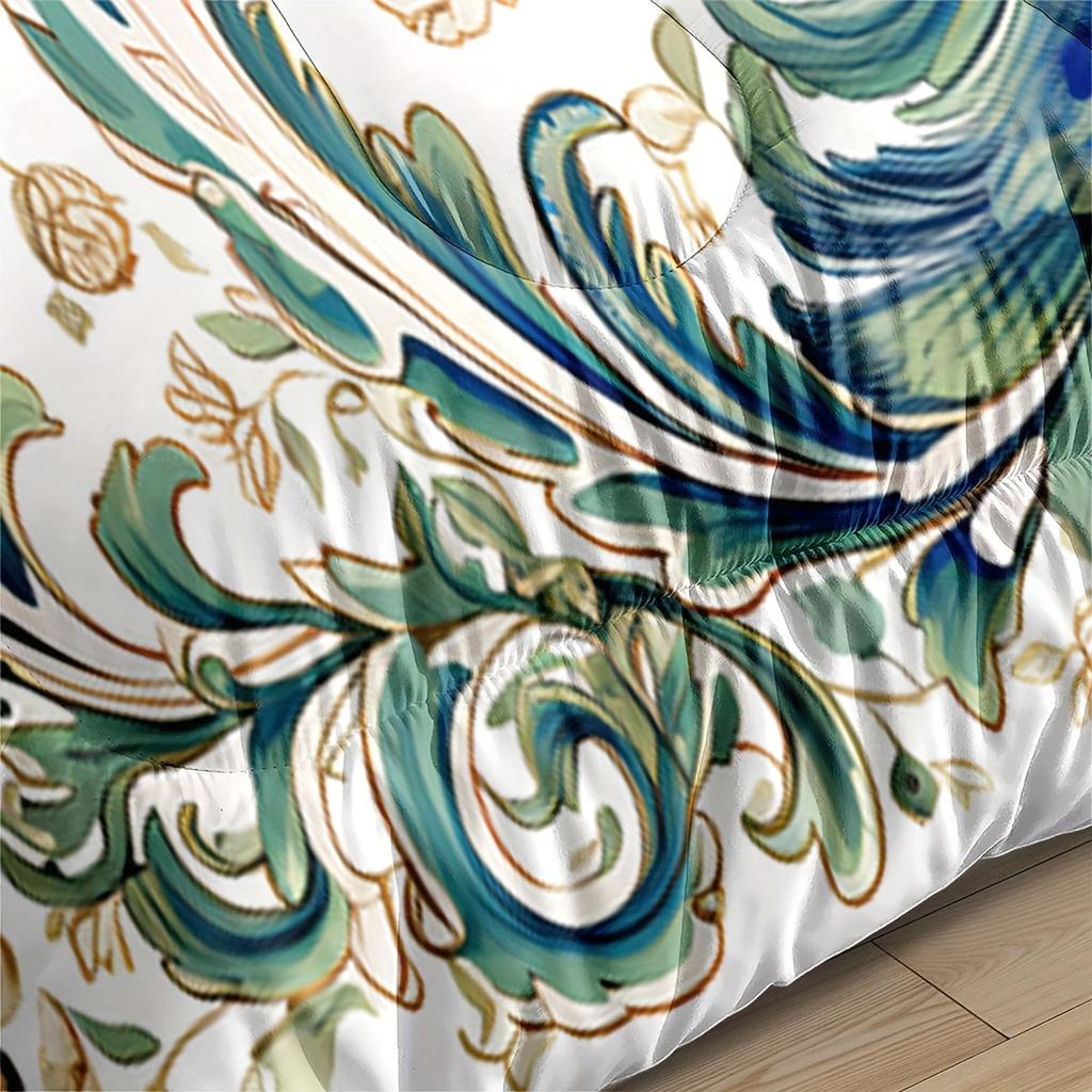 [Gorgeous Bedding] Gorgeous Peacock 3D Printed Green Bedding Sets Full Size Quilt Cover Set 1 Comforter Cover 2 Pillow Cases