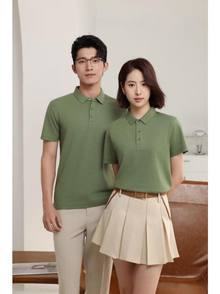 Solid Color T-Shirt Summer Women's and Men's Lapel Short Sleeve YG-258/256
