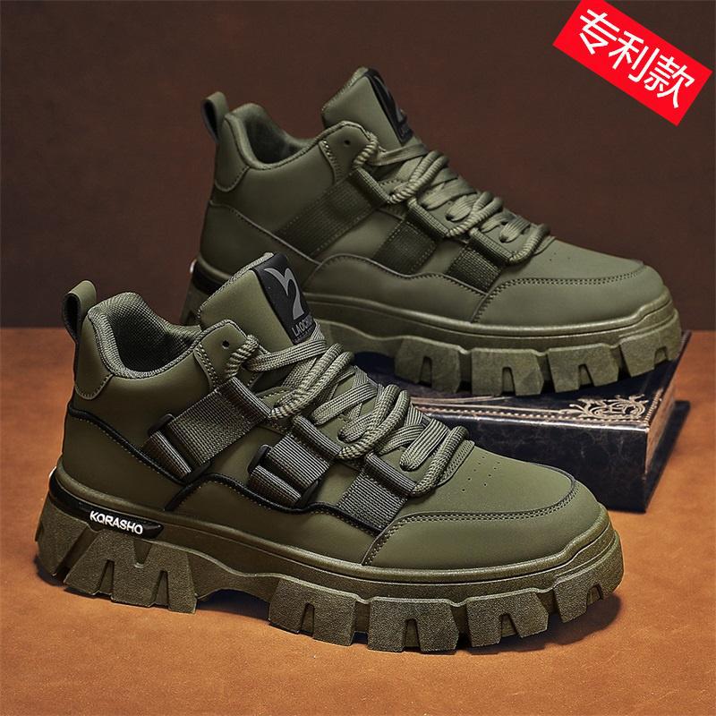

Trendy brand men s shoes platform heightening locomotive Martin shoes youth wear non-slip sports board shoes Korean version of student casual shoes 44