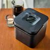 Yamazaki Tower Mosquito Coil Storage 16cm W x D x 14cm H lid and 5752 Pot, Square, Black, Approx. 15.5cm (including handle),