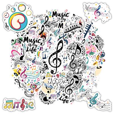 35pcs Playful Melody Stickers Cartoon Music  Stickers Stationery Stickers For DIY Phone Guitar Laptop Notebook Suitcase