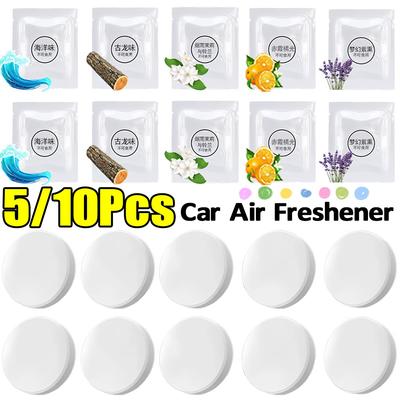10/5Pcs Car Solid Perfume Tablets Air Freshener Replacement Tablet Perfume Refill Fragrance Scent Pads Air Vent Perfume Diffuser