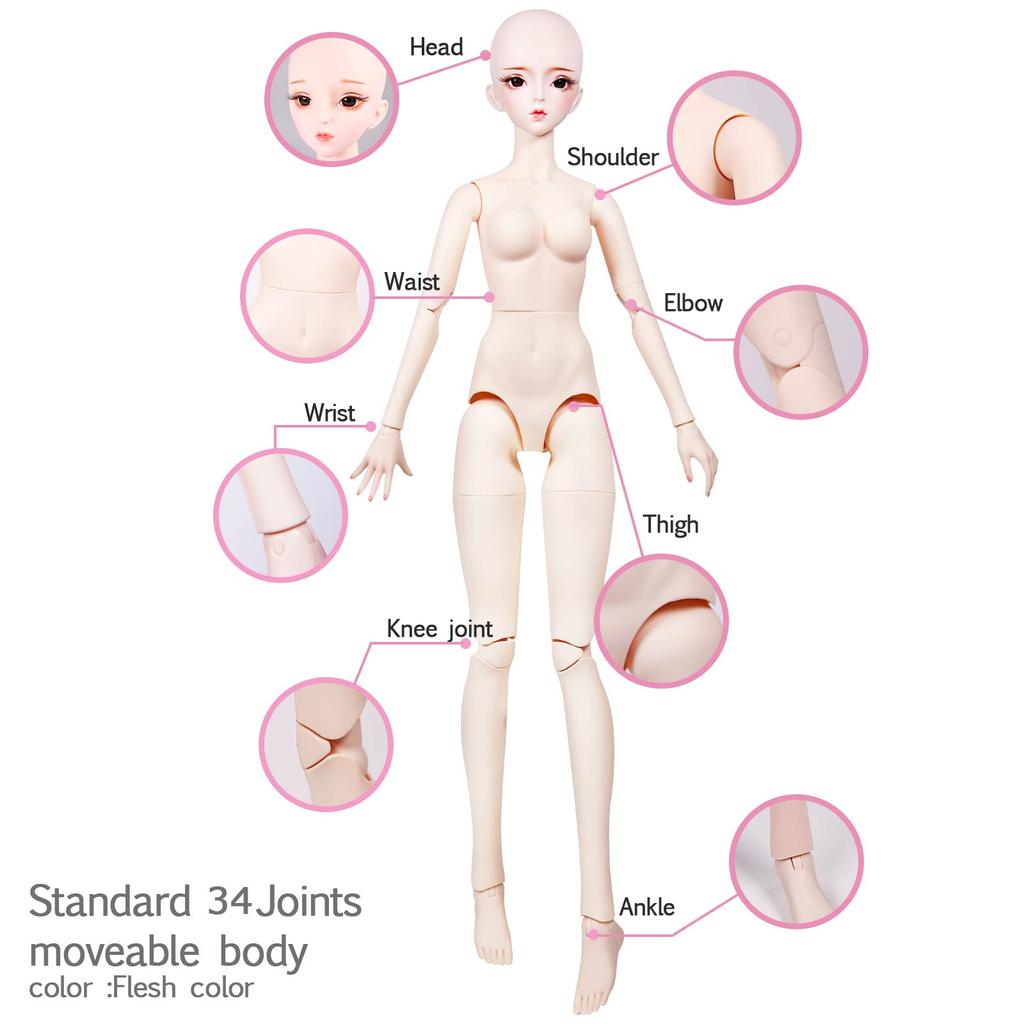 ICY Fortune Days 60cm BJD Doll with 34 Movable Mechanical Joints, Toy and Gift for Adults and Kids Ages 8 and Up (Yueyelian)