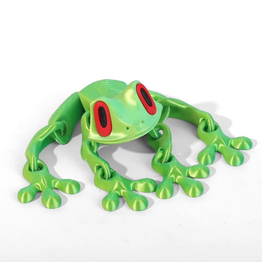 New 3D Printed Frog Ornament Joint Movable Magnetic Model Creative Simulation Animal Figurine Desktop Frog Handicraft Decoration