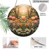 2D Flat Aluminum Tulip and Bee Wall Decor Rustic Garden Style 7.87 Inches X 7.87 Inches Perfect for Gardens, Farmhouses, Front Doors, Porches, and