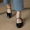Nové kožené boty se čtvercovou špičkou Červená Černá Boty Mary Janes Dámské Mělké ústa Ležérní Obuv na robustním podpatku Boty na nízkém podpatku