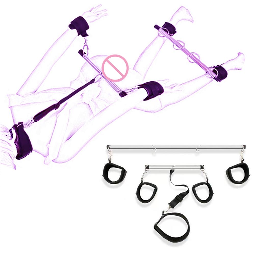 Sex Bondage Set Sex Handcuff Neck Collar Spreader Bar Steel Pipe Hand Leg Straps Restraints Slave Fetish SM Aldult Sex Toys