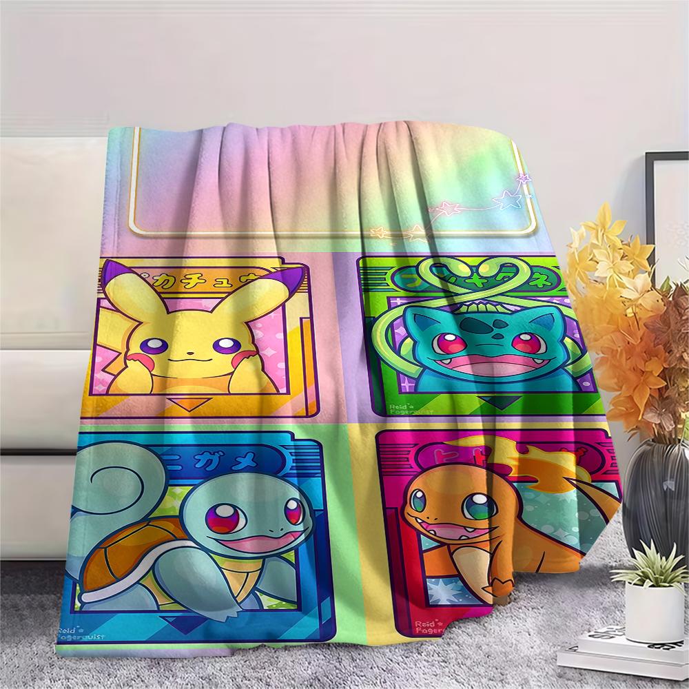 Pokemon Characters Print Flannel Blanket,High Quality Comfortable for All Seasons,Home Decor,Warmth and Comfort,Perfect for Christmas Gifts