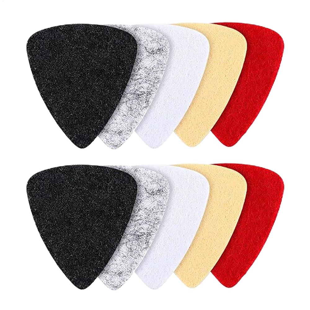 10pcs Felt Guitar Picks Soft Ukulele & Acoustic Guitar Pick Set String Instrument Accessory for Home Studio Concert Festival