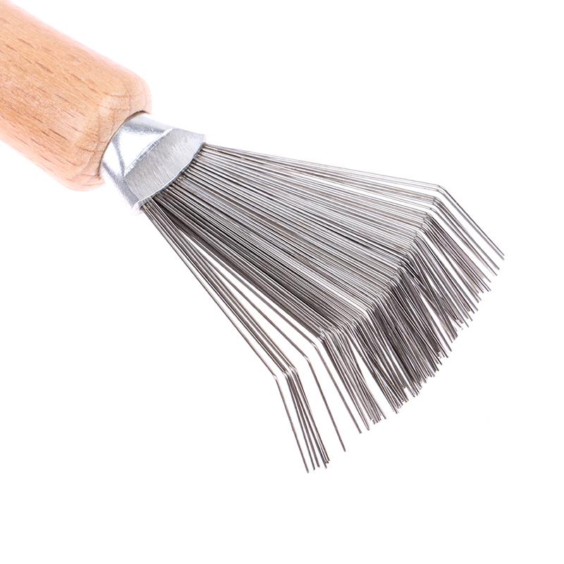 1Pc Wooden Comb Cleaner Delicate Cleaning Removable Comb Cleaner Tool Hair Brush Handle Embeded Tools