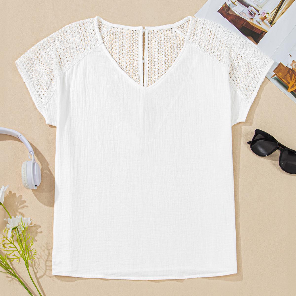 

Женский летний вязаный пляжный кавер-ап Shiying: Свободный, повседневный пуловер в европейском и американском стиле Extra Large белый