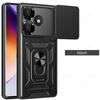 Pouzdro Slide Lens Armor Funda pro Redmi 13 4G pro Redmi Turbo 3 Note 13R POCO M6 F6 Pro 5G Magnetický kroužek s držákem a krytem