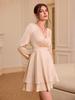 European and American Women's V-Neck Satin Dress - Elegant Spring/Summer Style with Lantern Sleeves and Slim Fit.