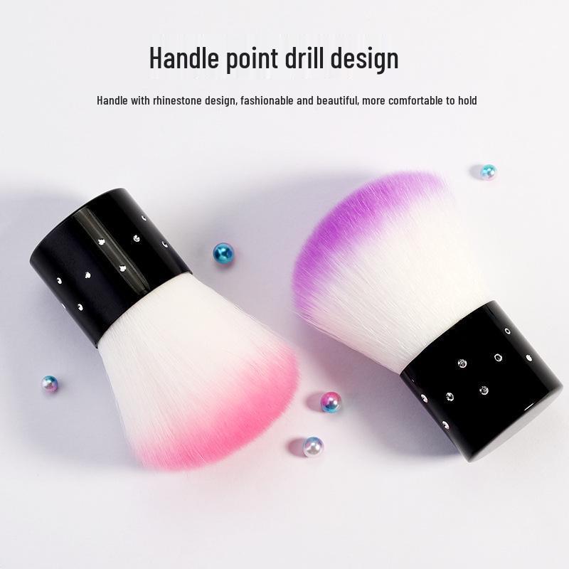 Brosse à poussière pour ongles à manche long et poils doux pour polissage et nettoyage