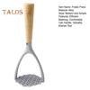 Stainless Steel Potato Press Masher with Wooden Handle Lightweight Rust-proof Kitchen Tool for Mashing Vegetables Fruits Beans