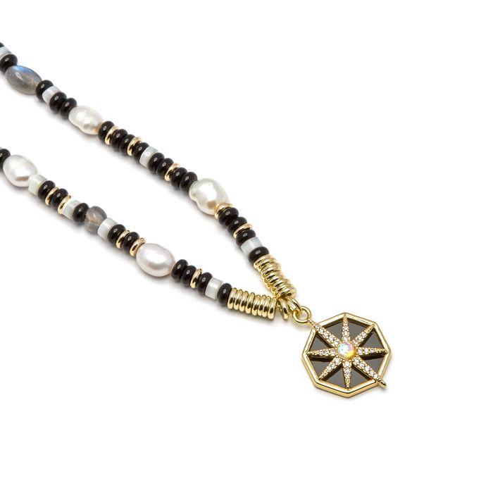 Collier Luxenter en argent 925 et onyx avec finition en or 18k - Nanys