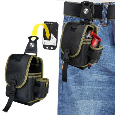 Werkzeugtasche, Nageltasche, Elektriker-Werkzeugtasche, 2-lagig, Federklappenverschluss, Bohrmaschinen-Werkzeugkoffer, Abnehmbarer Werkzeughalter & 360° drehbarer Haken, D