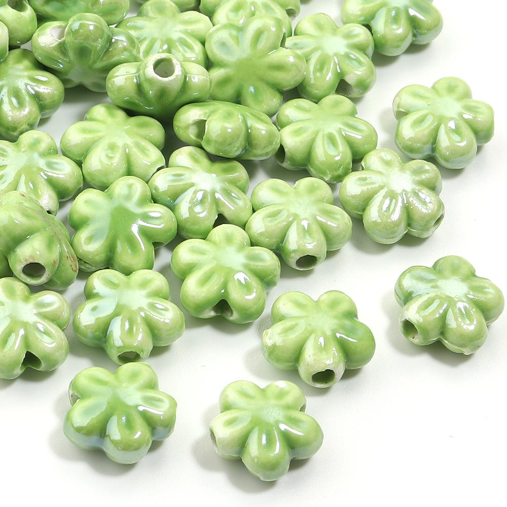 10pcs Colorful Cherry Blossoms Ceramic Beads Mini Flower Loose Spacer Beads For Jewelry Making DIY Bracelet Necklace Accessories