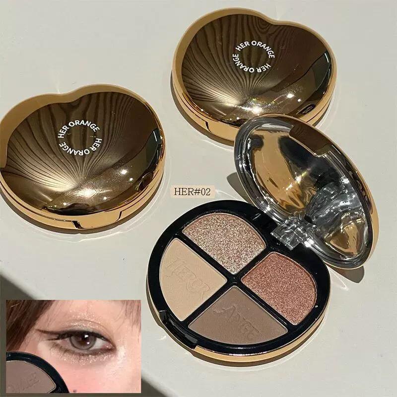 Pearlescent Glitter Four-Color Eyeshadow Palette, Earth-Toned Daily Makeup, High-Gloss Eyeshadow, Glitter Eyeshadow Palette, Easy To Apply