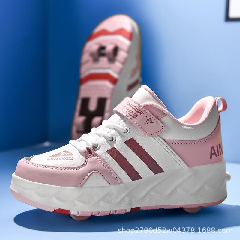 

Spring new runaway four-wheel invisible pulley sneakers boys and girls four-wheel skating deformation 29/standard sports code