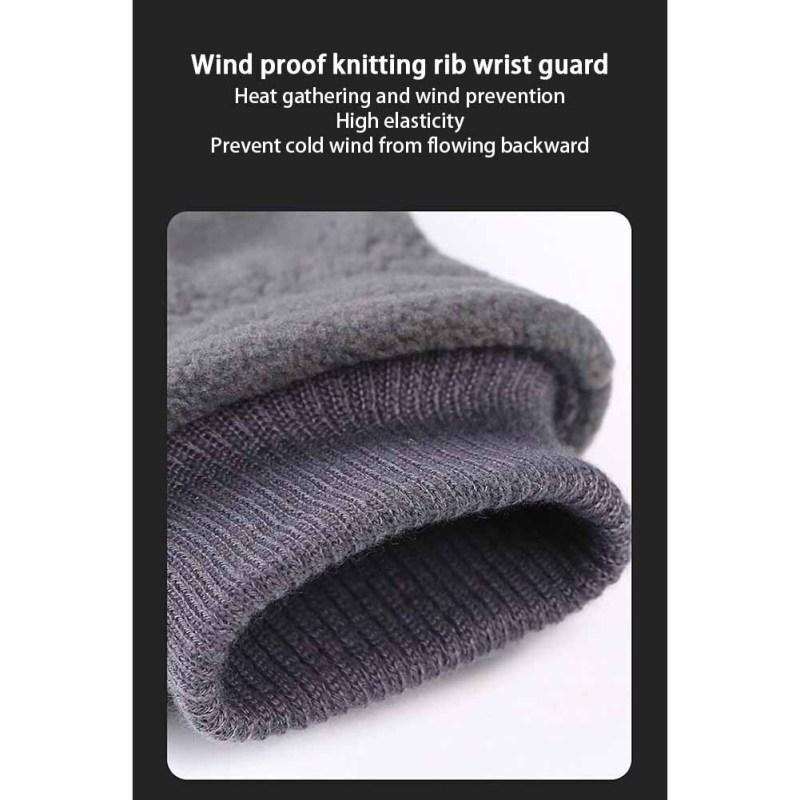 Men Winter Fleece Lined Gloves Waterproof Non-slip Warm Touch Screen Gloves For Outdoor Sports