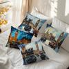 Urban Street View Pillowcase Cushions 100% Polyester 45X45Cm Throw Pillow Cover Sofa Chair Cushion Cover Pillowslip Home Decor