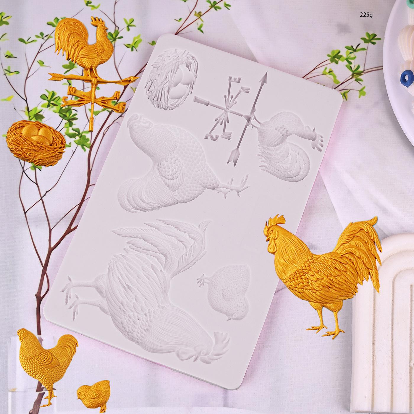 

Silicone Farm Animals Cake & Chocolate Mold - Chick, Chicken, Rooster, Coop Design for Baking & Epoxy Resin Rooster Set PM-77 сірий колір